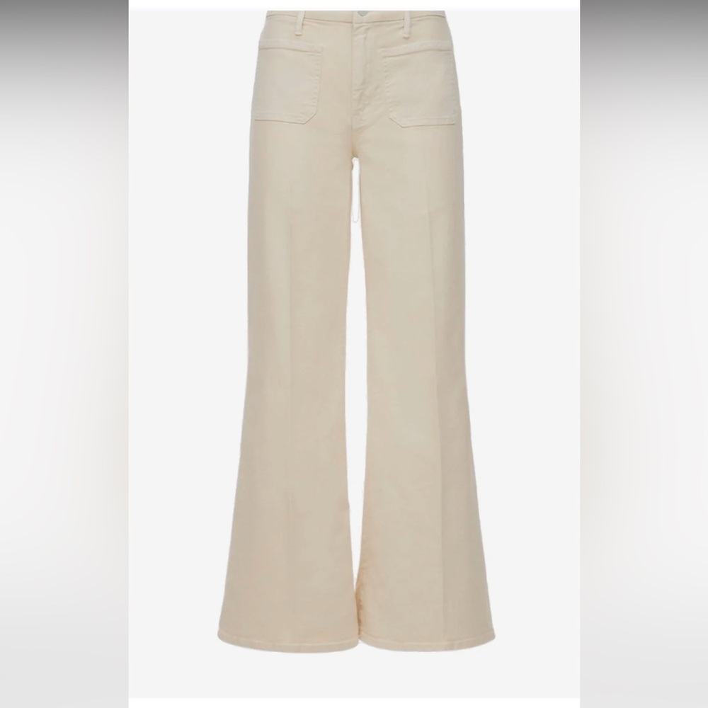 MOTHER denim patch pocket roller skimp wide leg jean in chalk ivory
